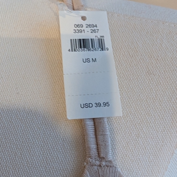 NWT Aerie Crochet Lace cropped tank top with shelf bra Nude tan ribbed Medium - Picture 4 of 5